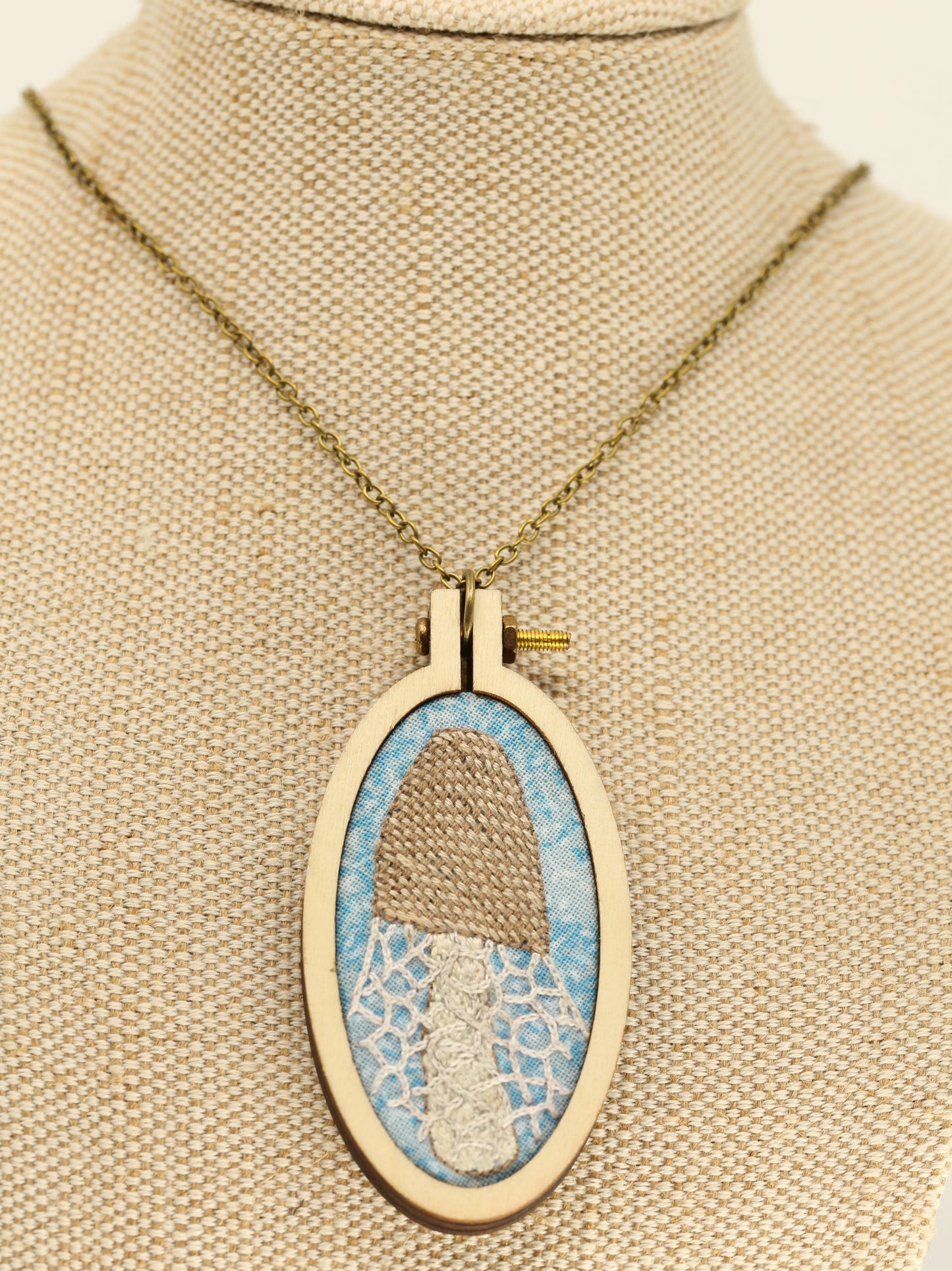 Stinkhorn in the Sky embroidered necklace