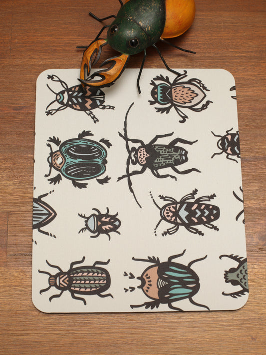 Beetles Mouse Pad - White