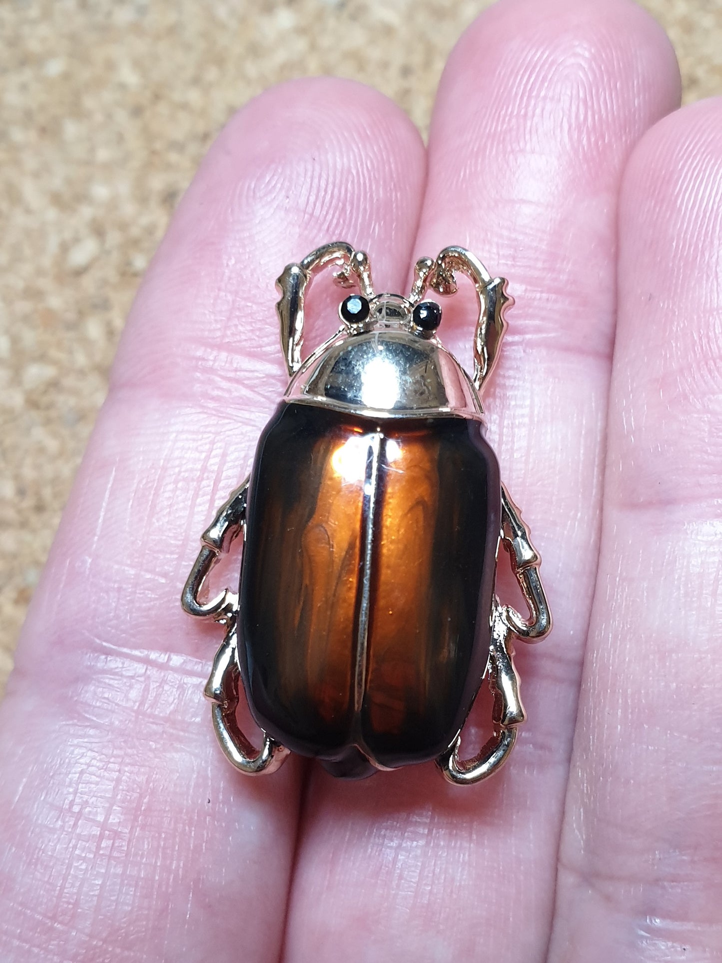 June Beetle Fashion Brooch - Brown