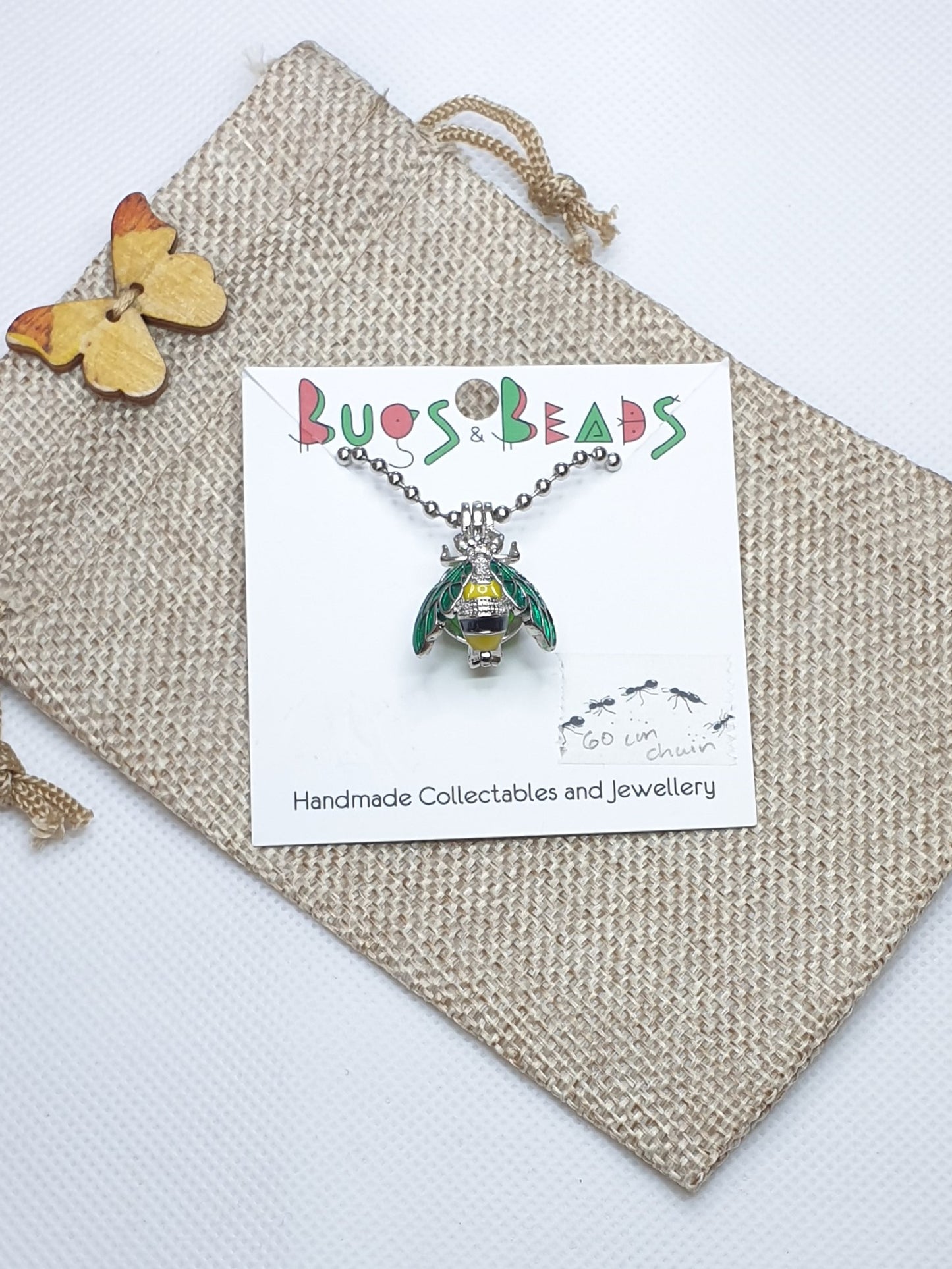 Bee Aroma Diffuser Necklace - Green Wings