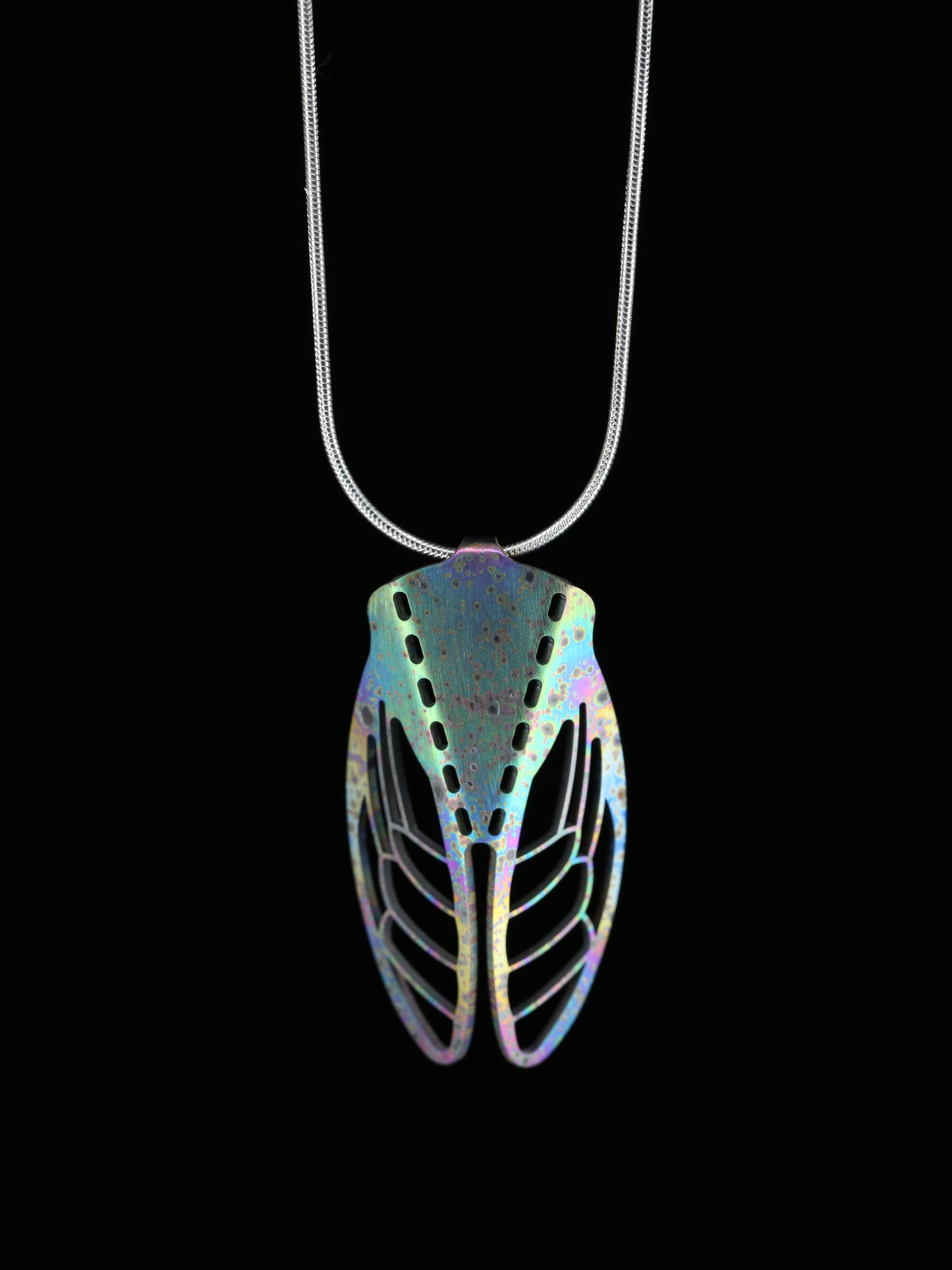 Titanium Cicada pendant Green