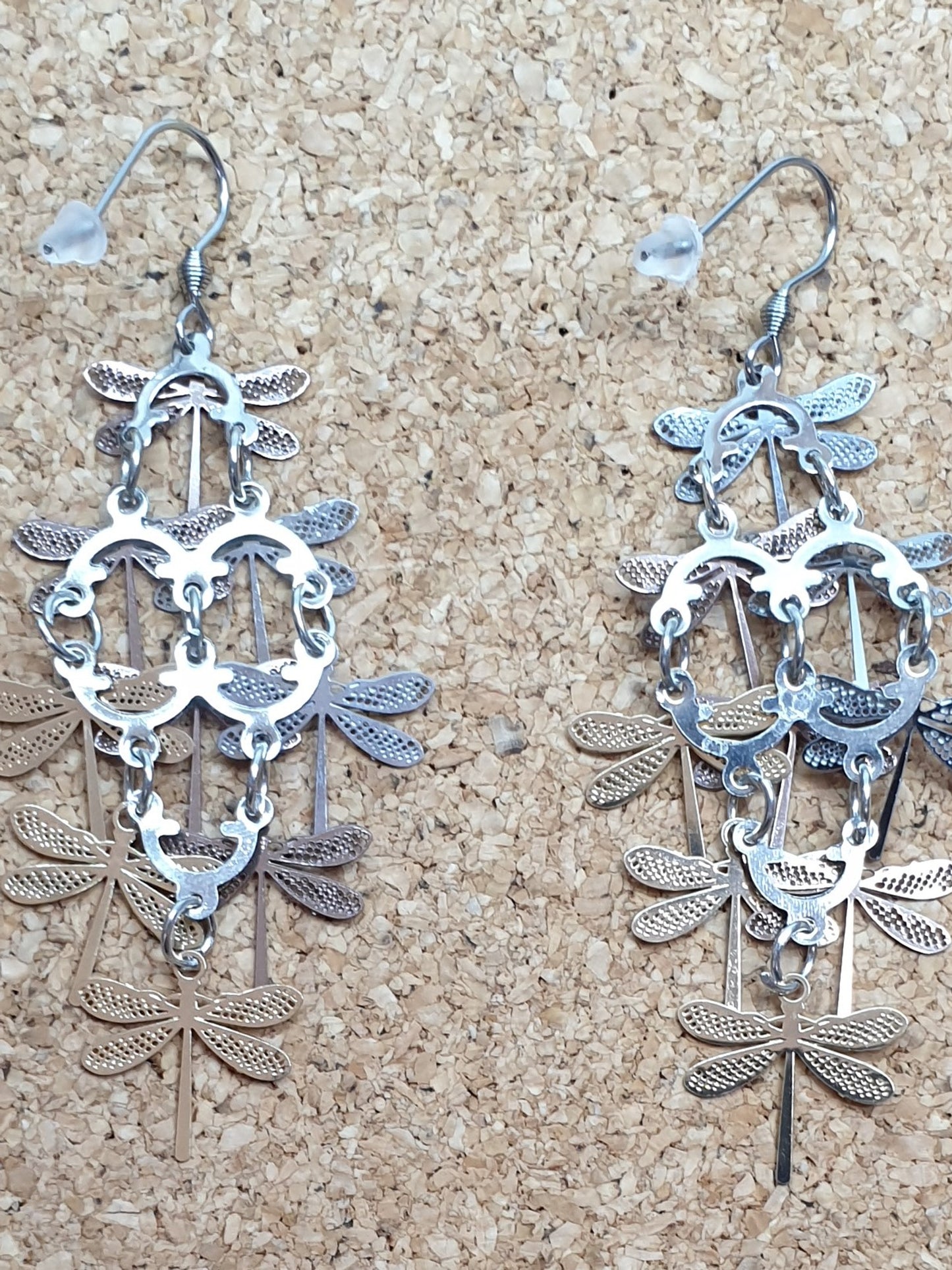 Silver & Golden Dragonflies dangle earrings