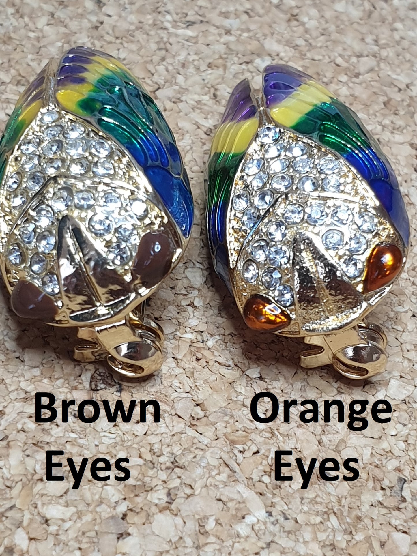 Cicada Fashion Brooch - Orange Eyes