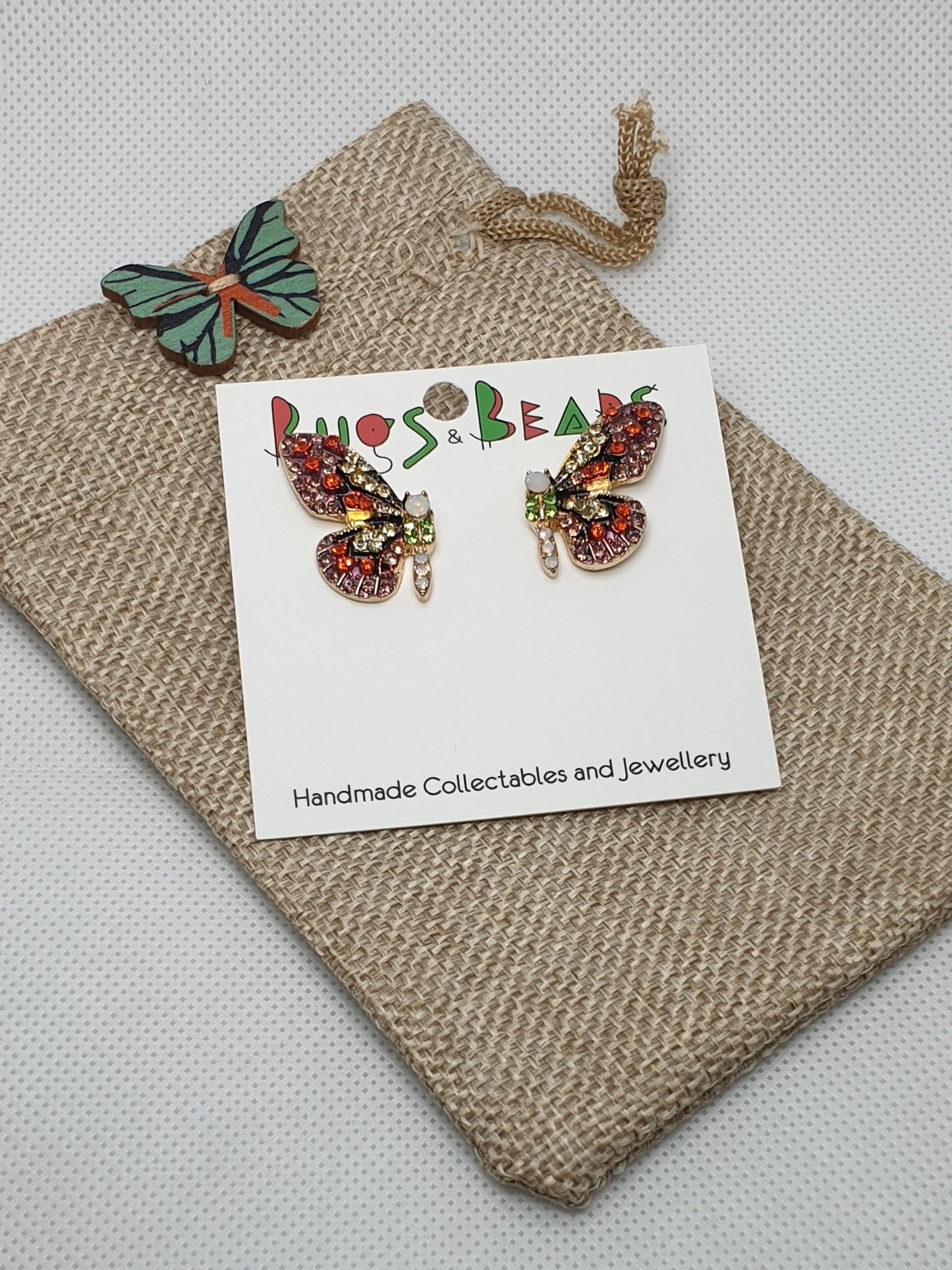 Half Butterfly Studs - Pink