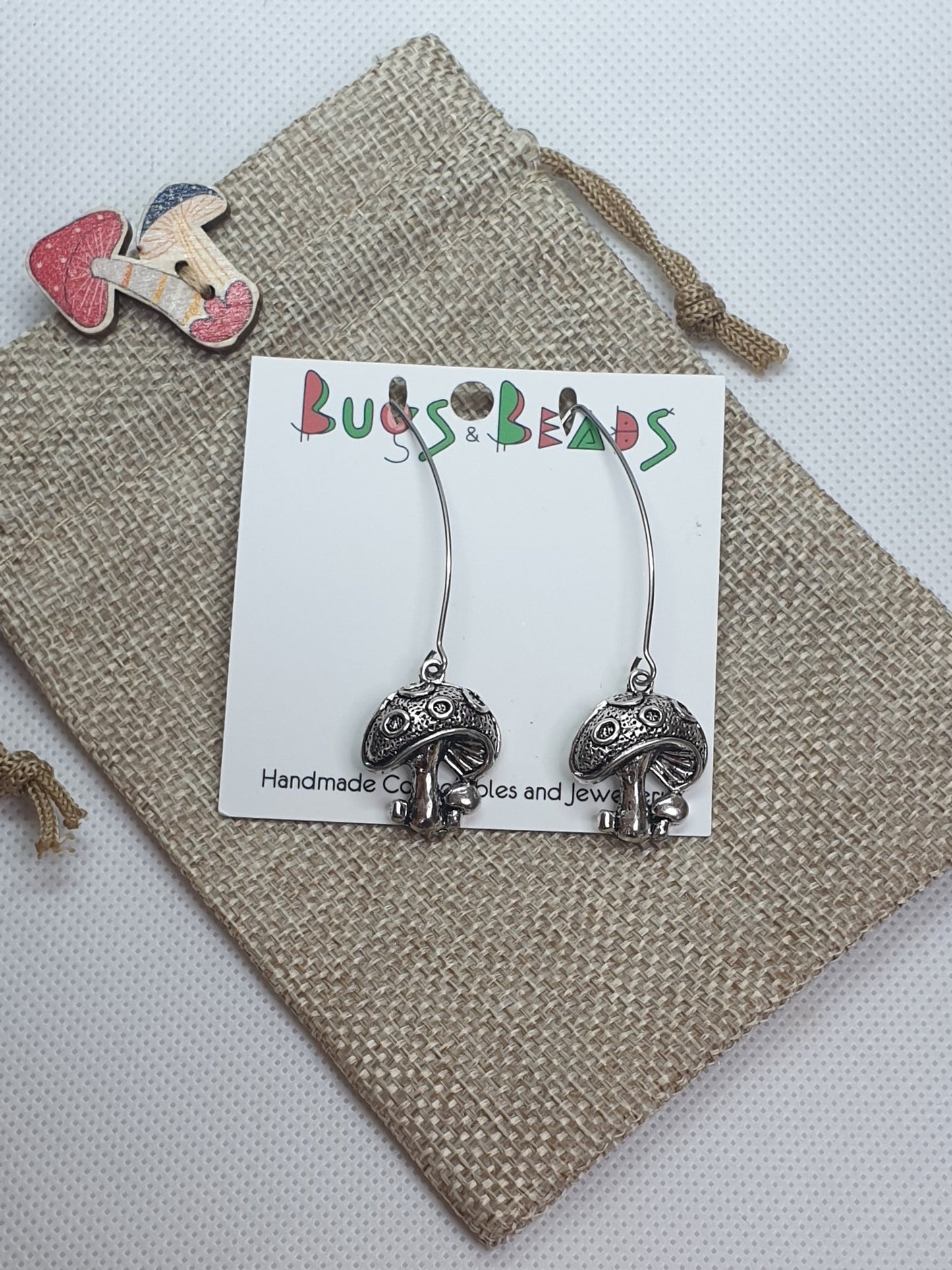 Long marquise mushrooms earrings