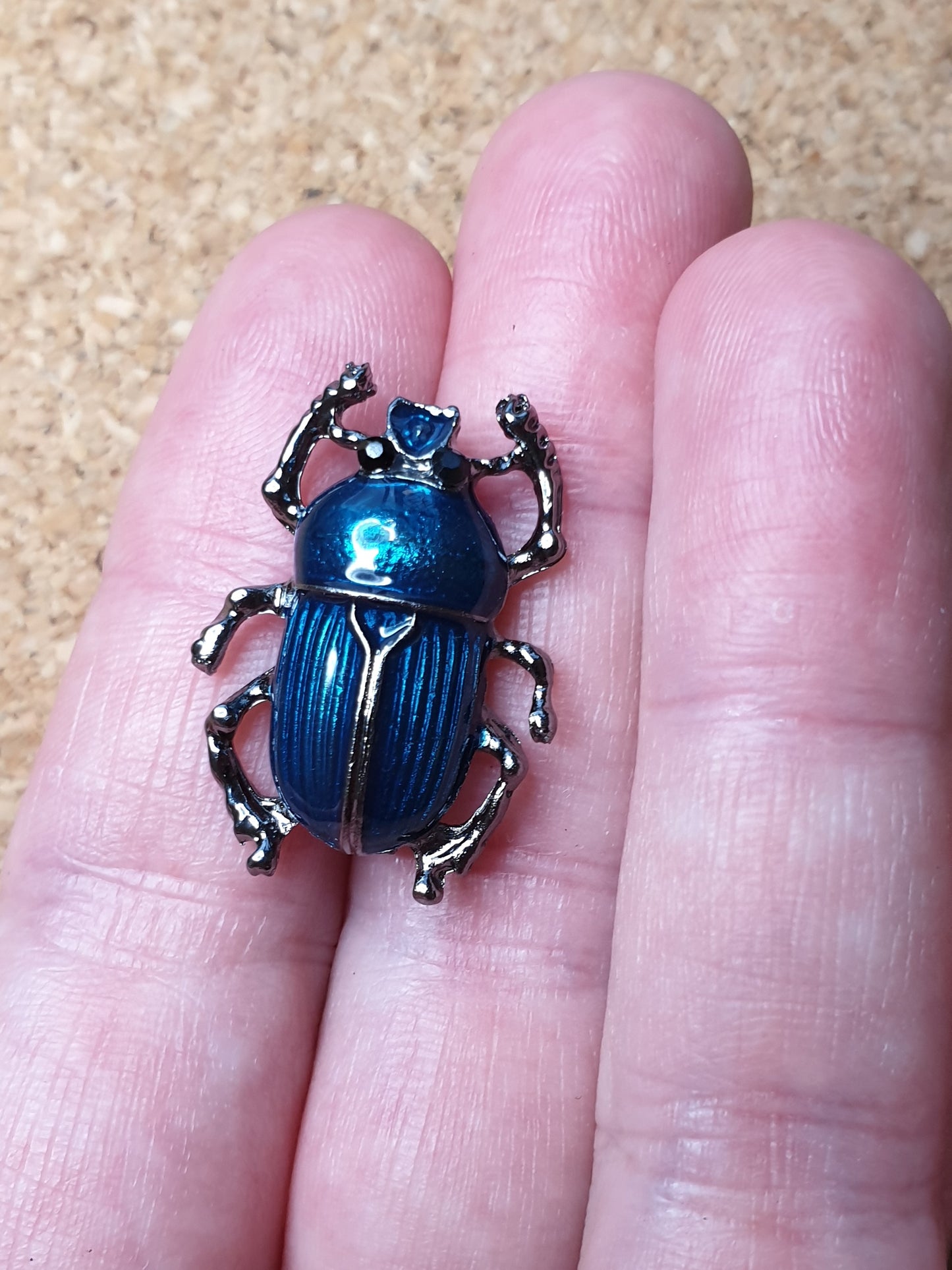 Dung Beetle Brooch - Light Blue