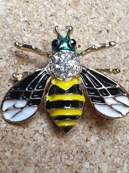 Bee Brooch - Green Black head