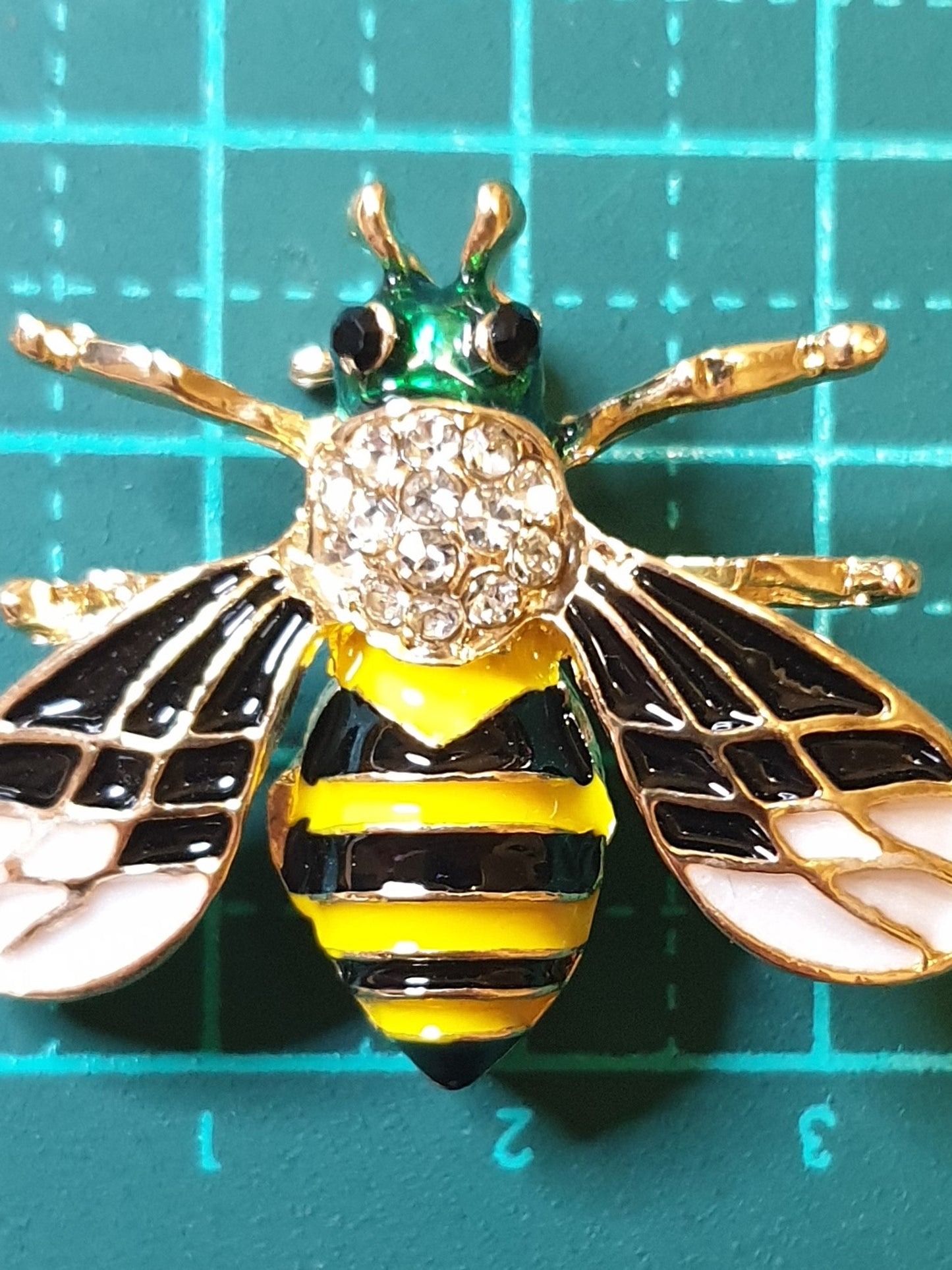 Bee Brooch - Green Black head