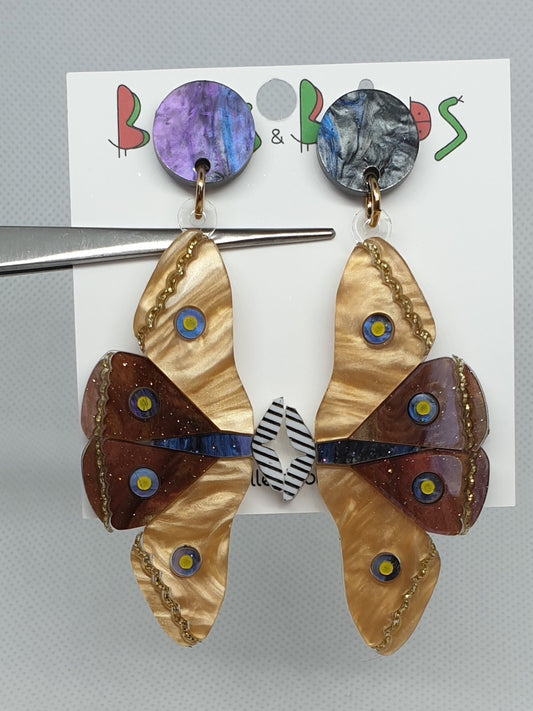 Large Moth dangles acrylic earrings