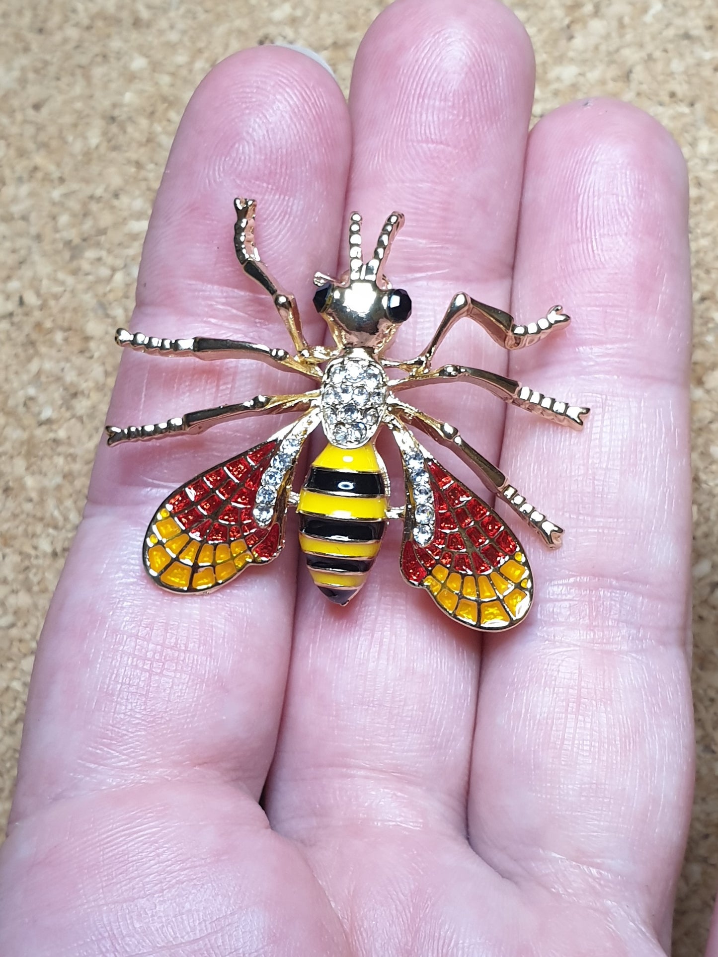 Hornet Wasp Brooch - Red Wings