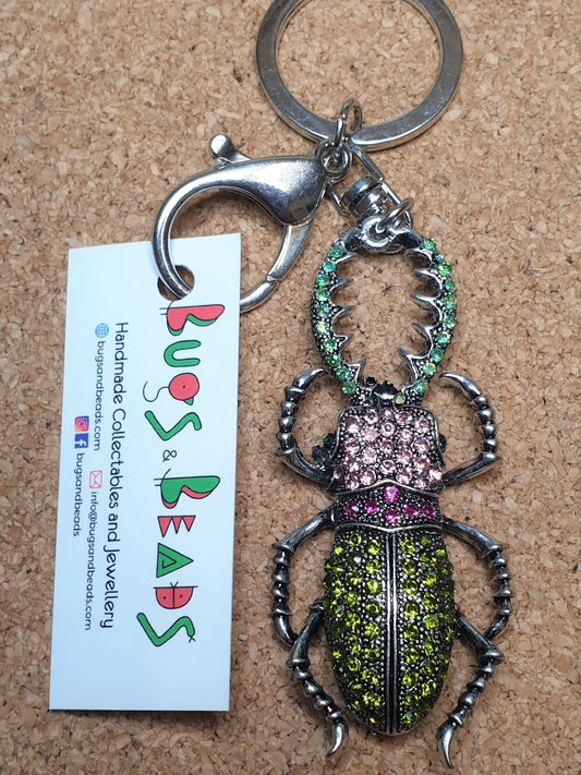 Stag Beetle Keyring - Green