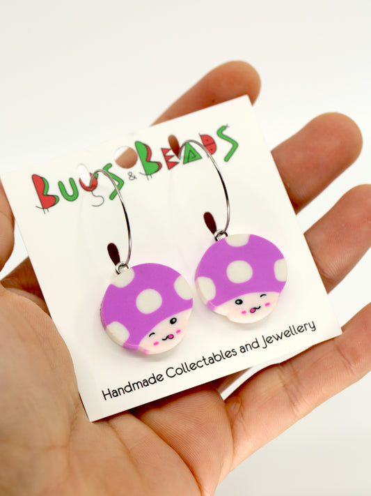 Cute mushrooms earrings on loop