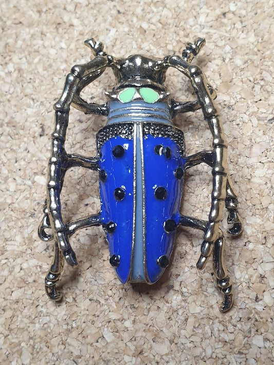 Longhorn Beetle Brooch - Light Blue