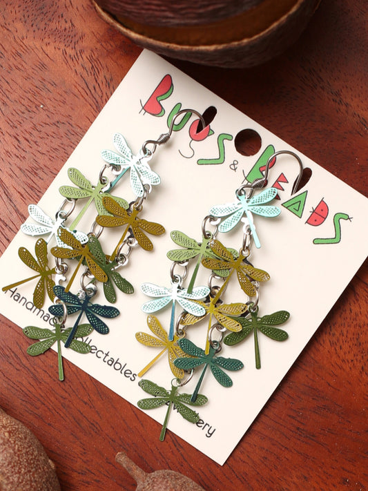Green Dragonflies dangle earrings