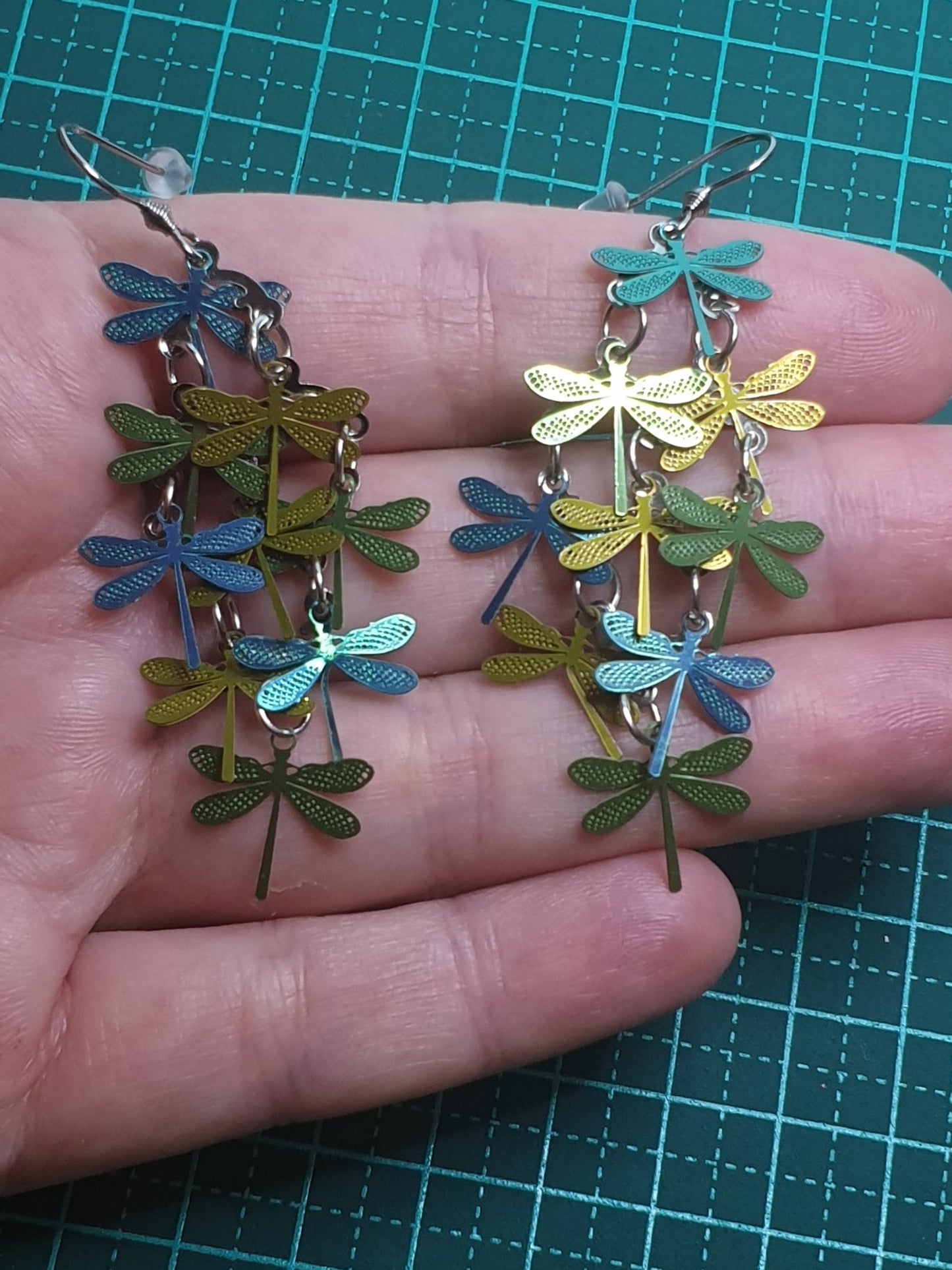 Green Dragonflies dangle earrings