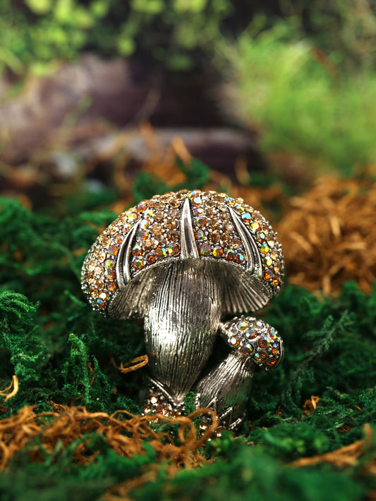 Silver-tone Mushroom Brooch