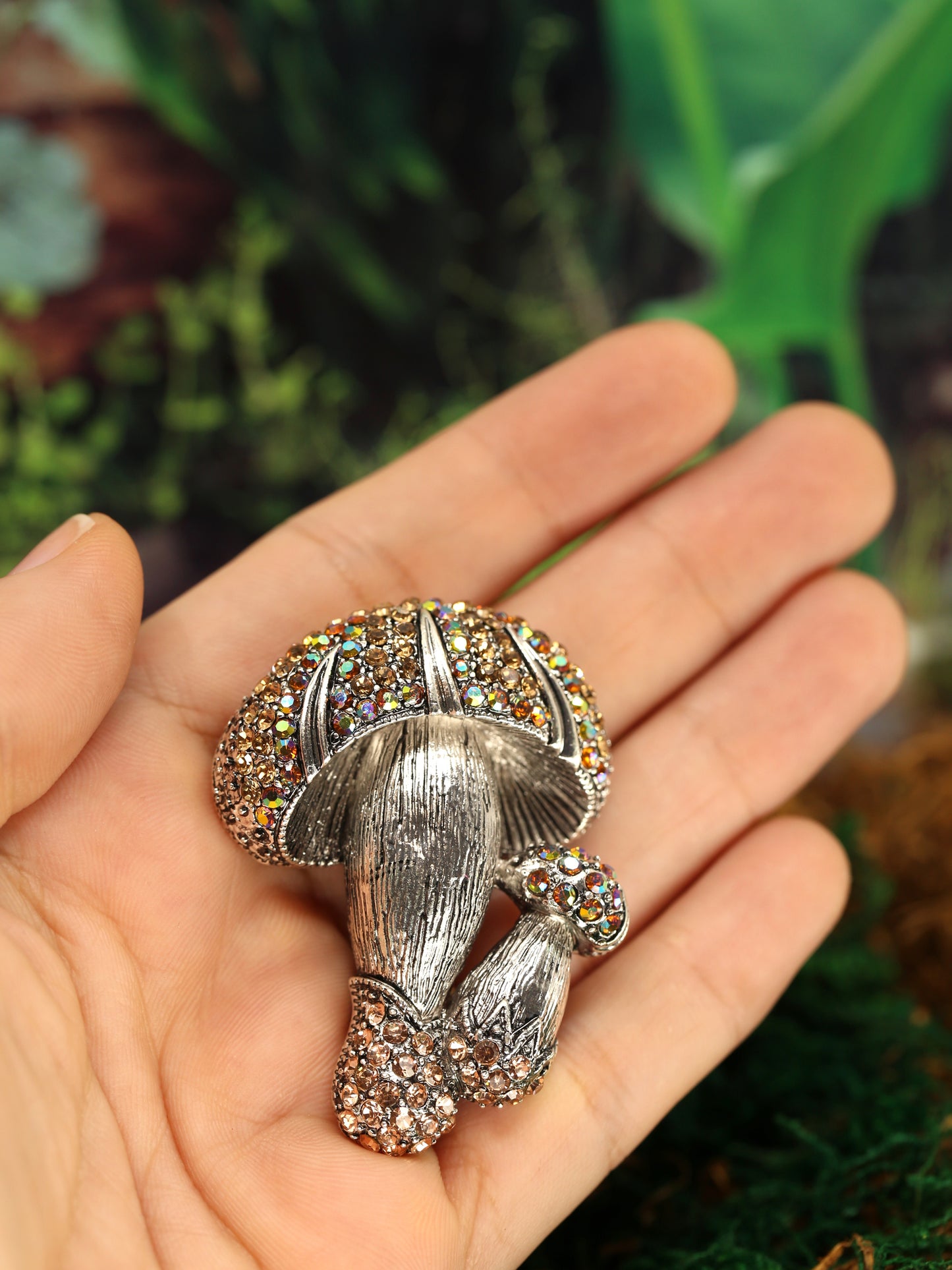 Silver-tone Mushroom Brooch