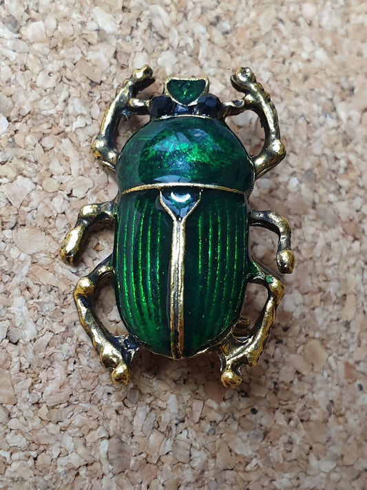 Dung Beetle Brooch - Green