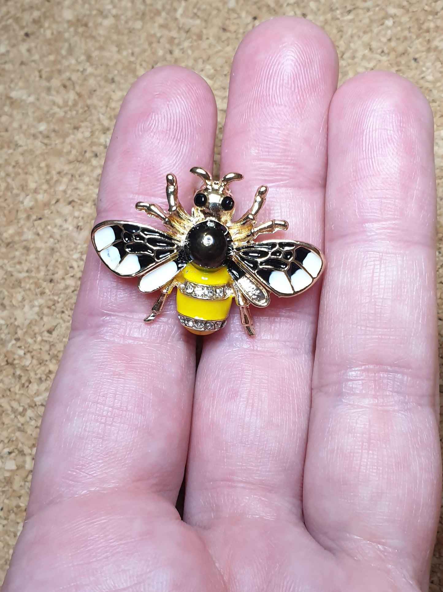 Bee Brooch - Black&White Wings