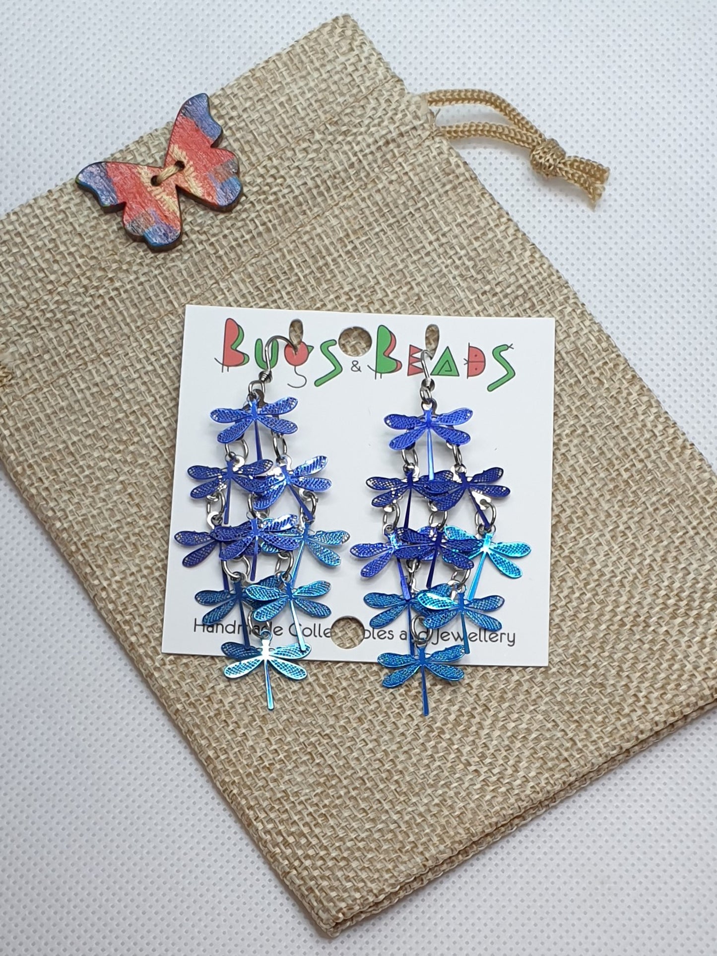 Blue Dragonflies dangle earrings