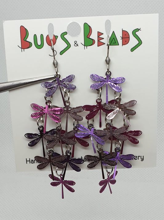 Purple Dragonflies dangle earrings