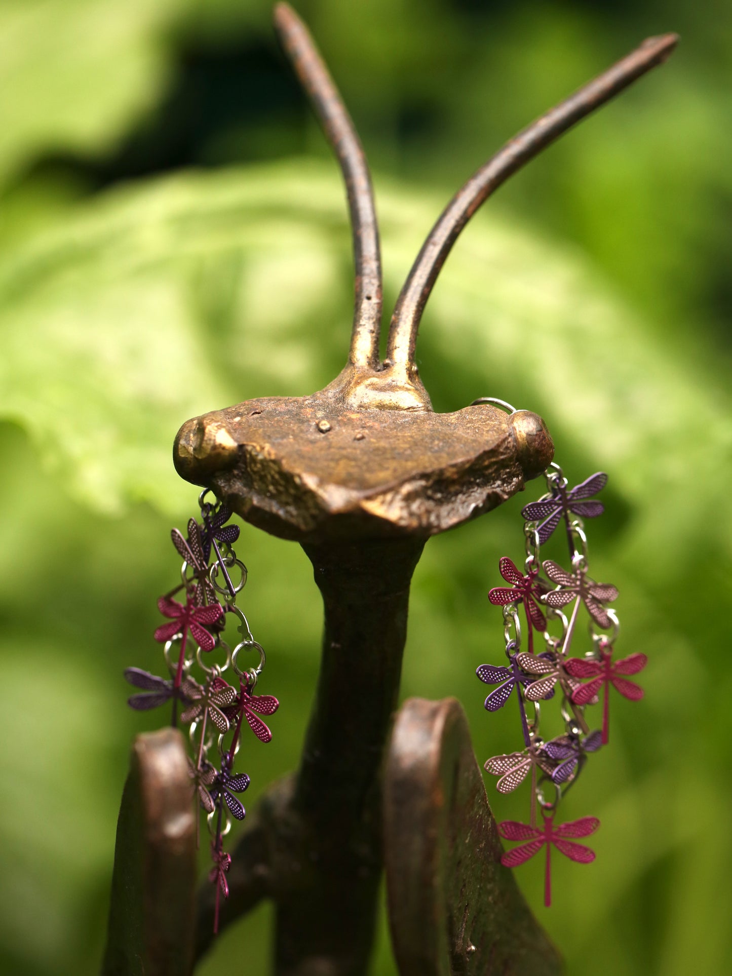 Purple Dragonflies dangle earrings