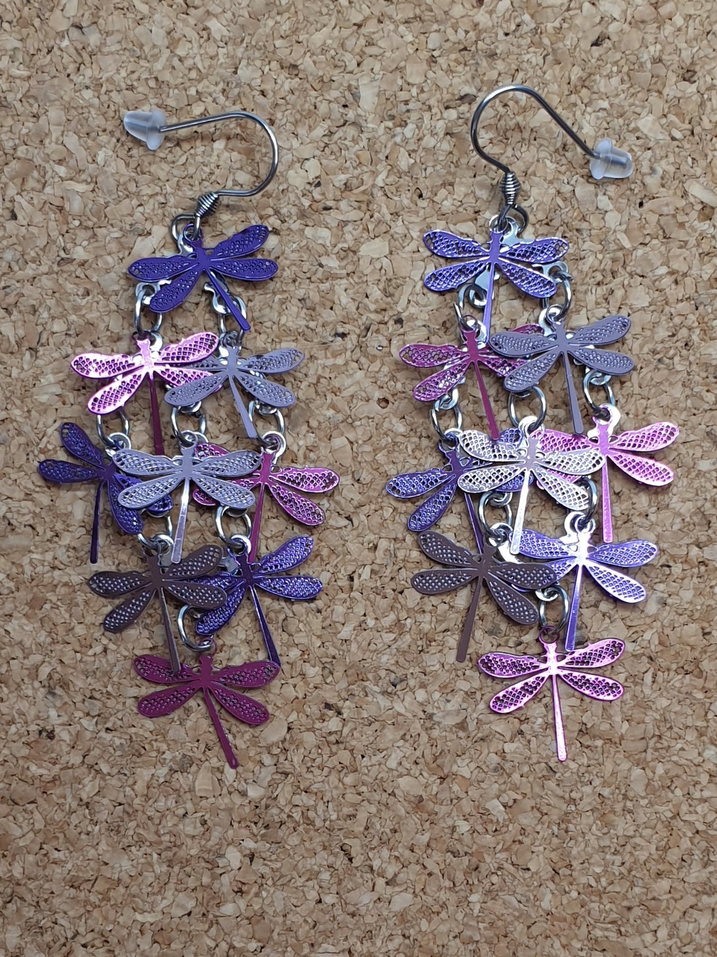 Purple Dragonflies dangle earrings