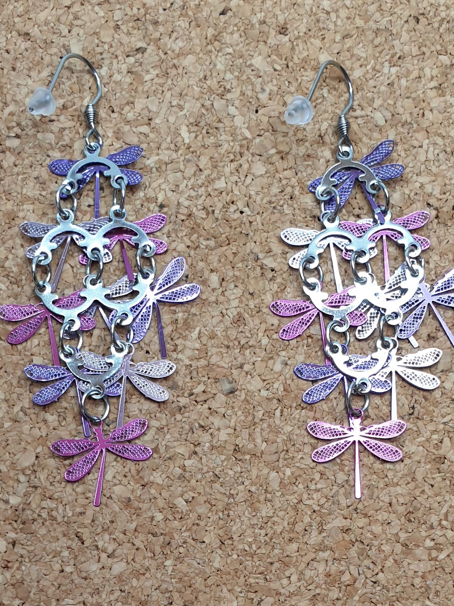 Purple Dragonflies dangle earrings