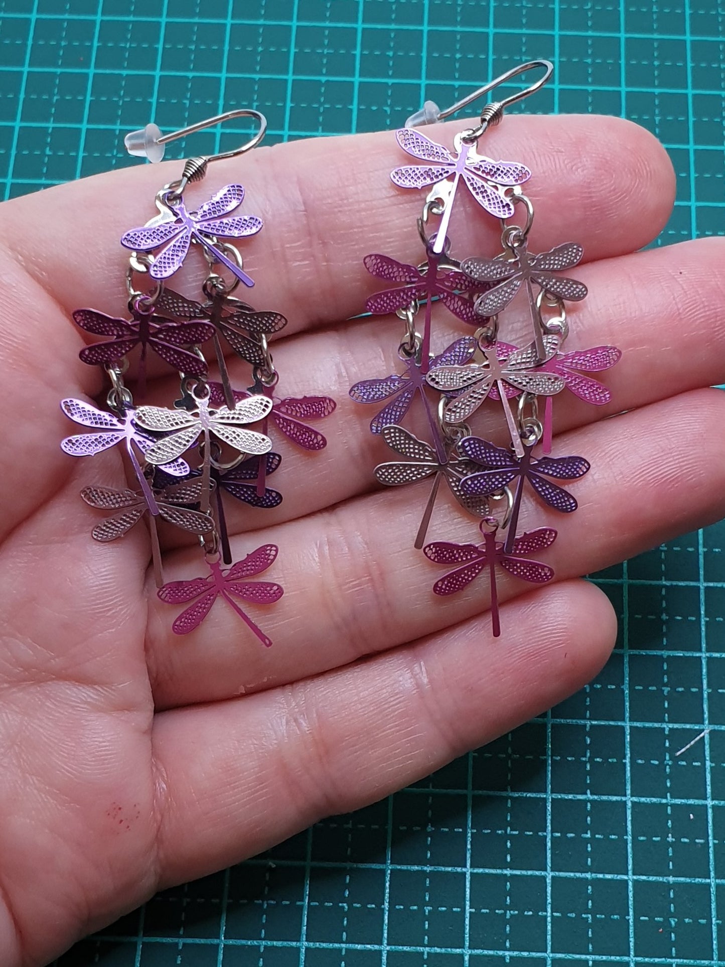 Purple Dragonflies dangle earrings