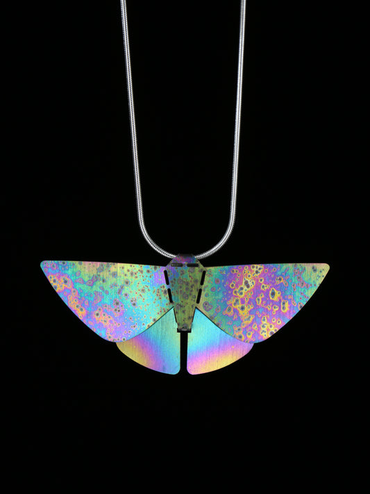 Titanium Moth pendant rainbow
