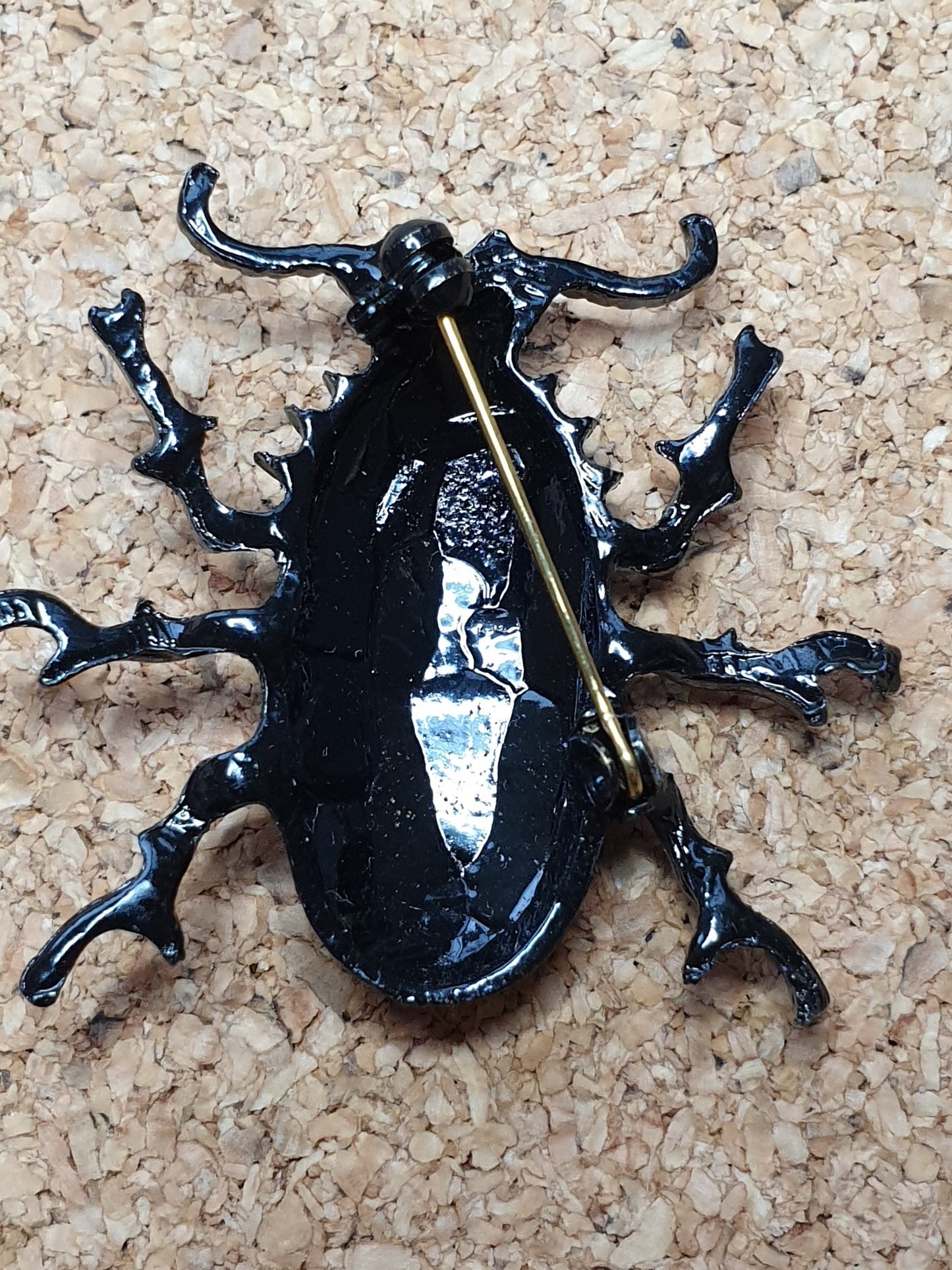 Black and Blue Beetle Brooch