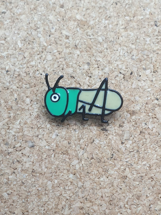 Grasshopper cartoon pin