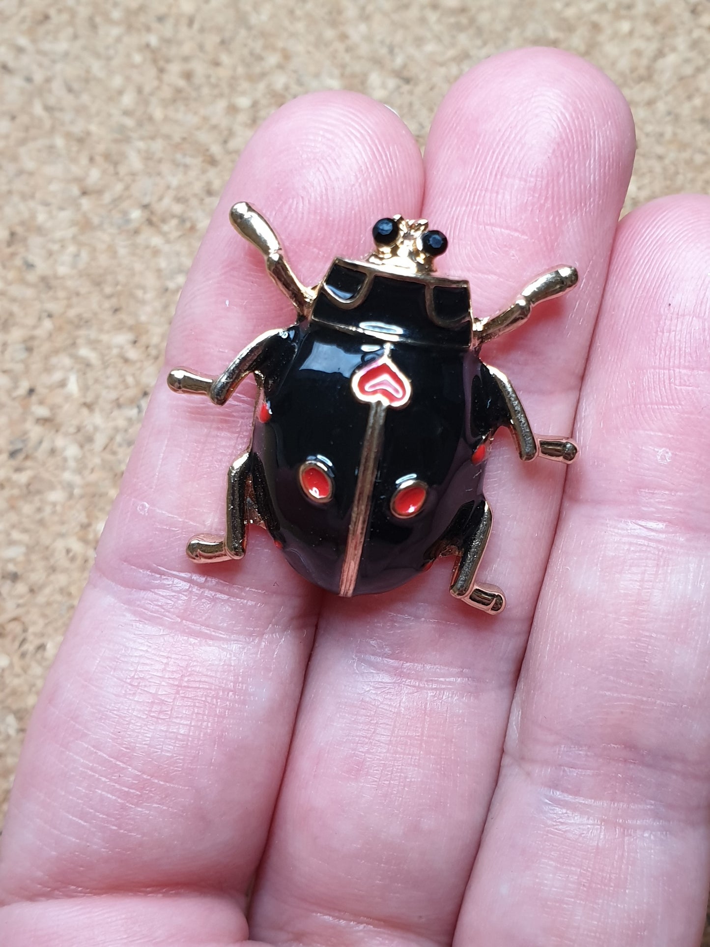 Ladybird Beetle Brooch - Black