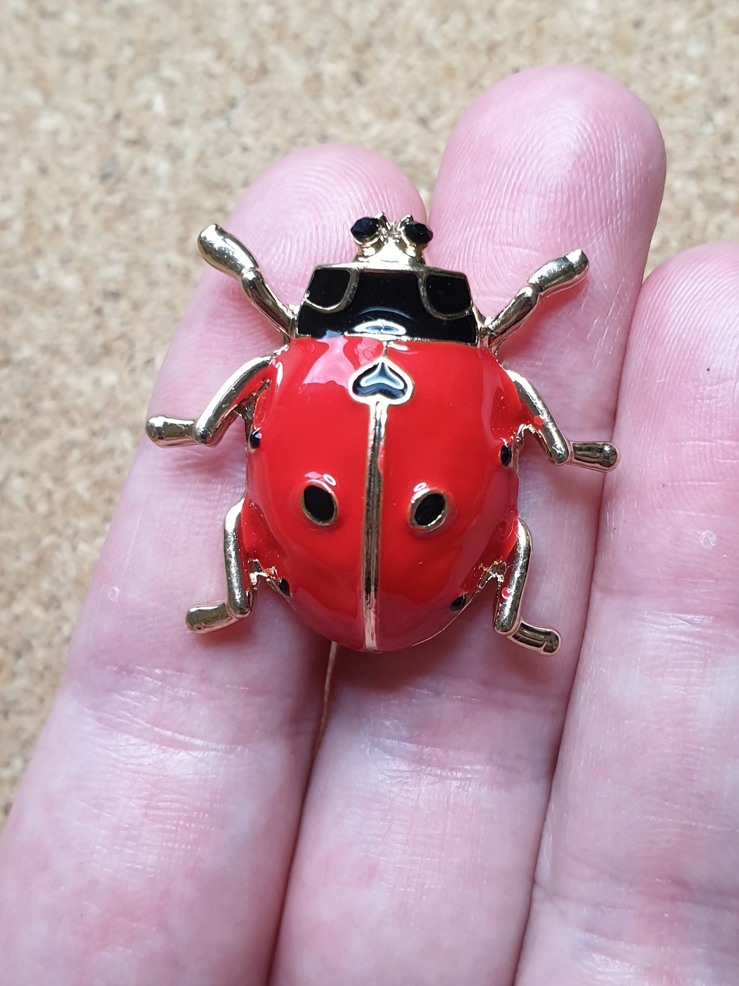 Ladybird Beetle Brooch - Red