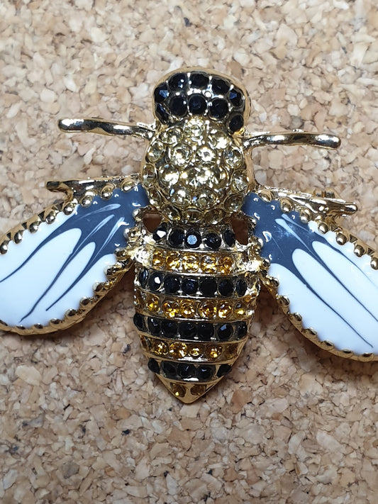 Bee Brooch - White Wings
