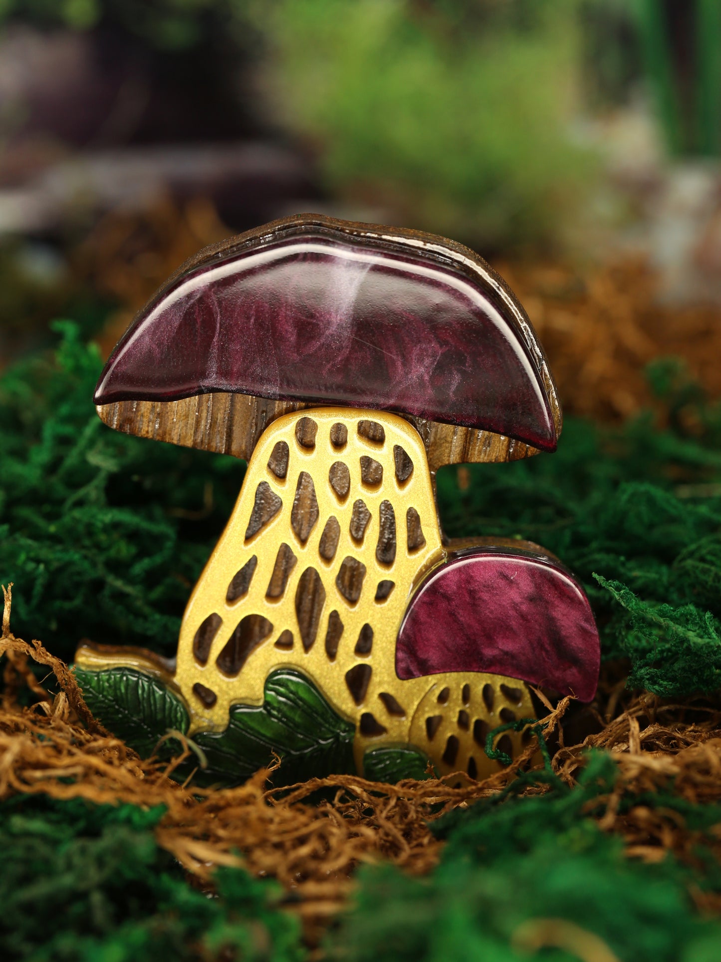 Purple Bolete Mushroom Brooch