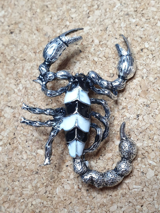 Scorpion Brooch - Silver White