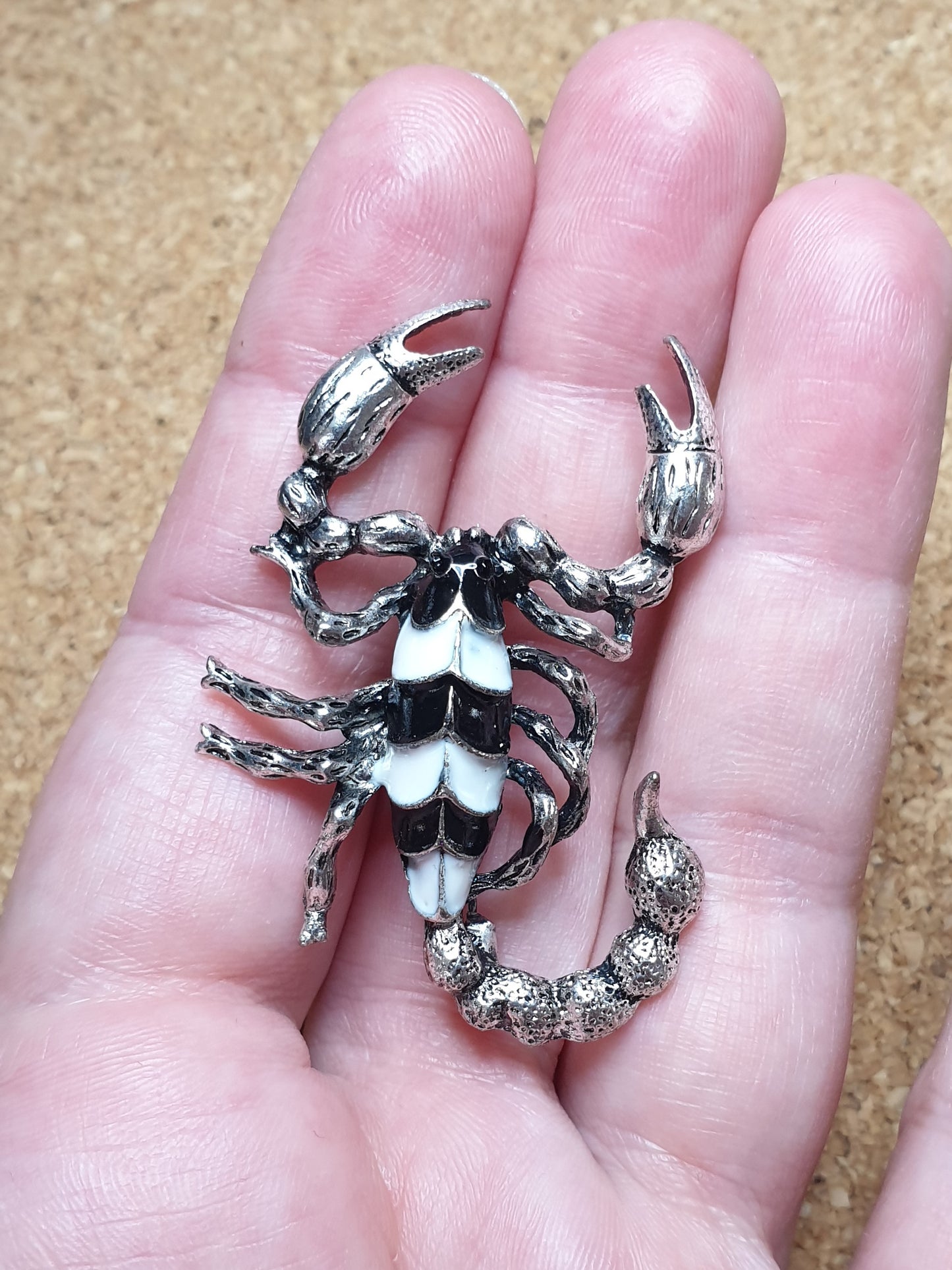 Scorpion Brooch - Silver White