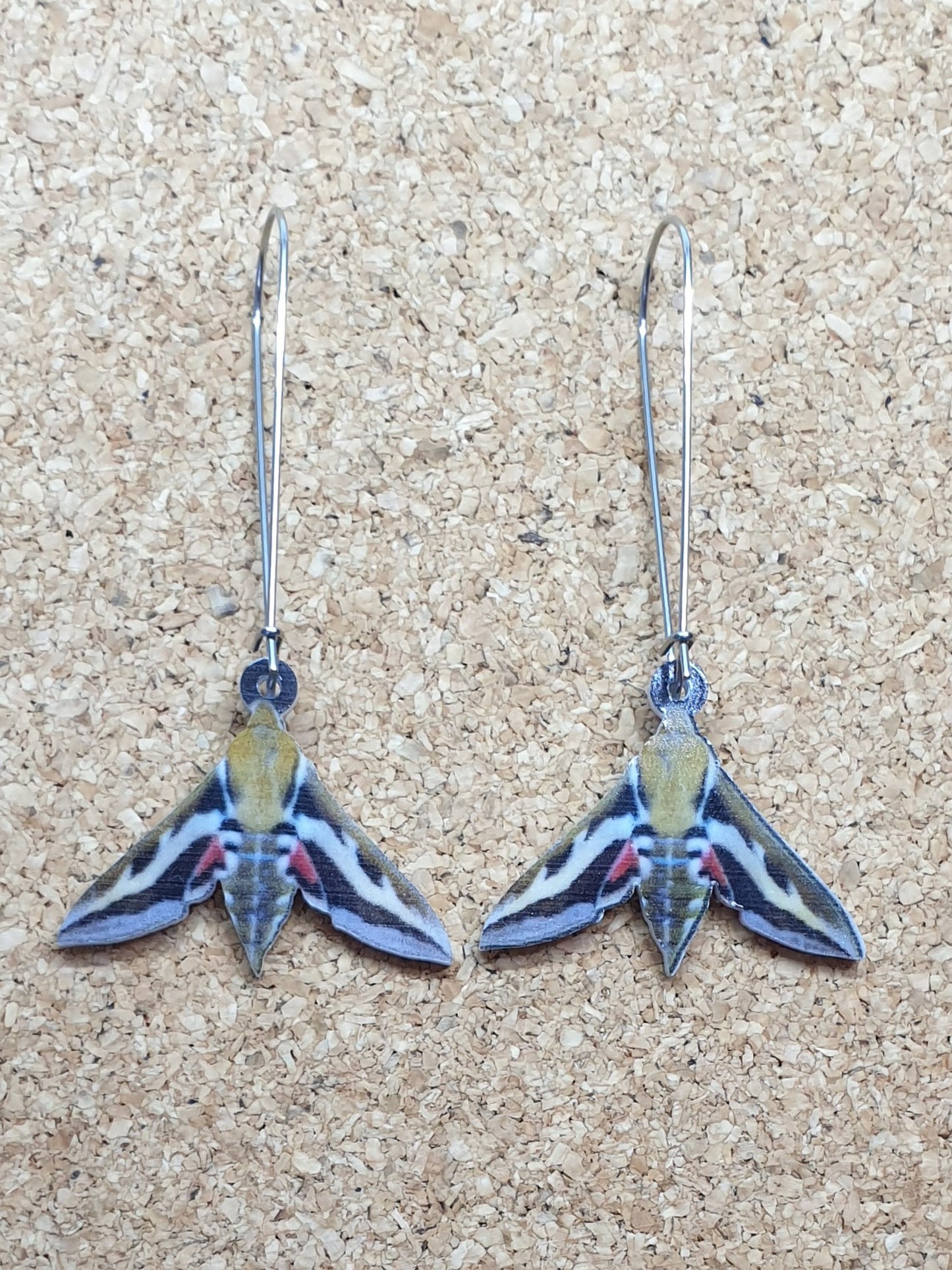 Striped Hawkmoth acrylic earrings