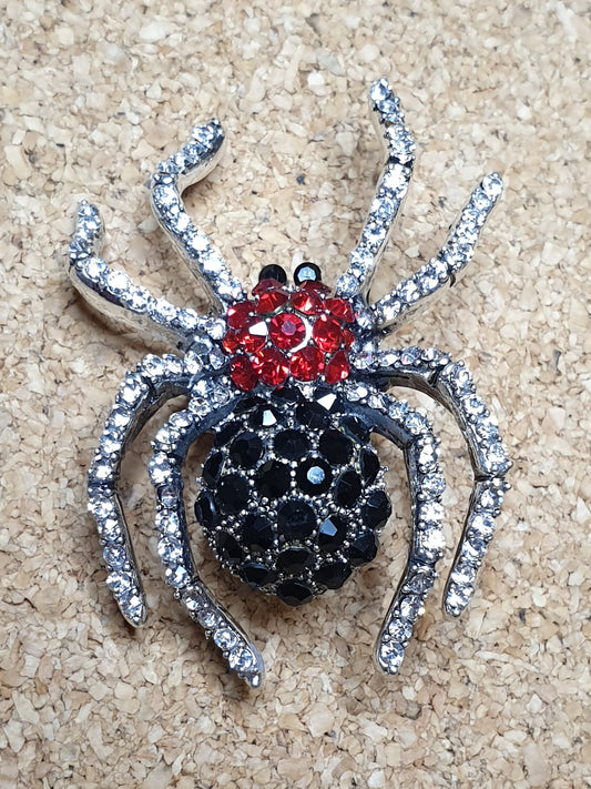 Spider Brooch - Black & Red