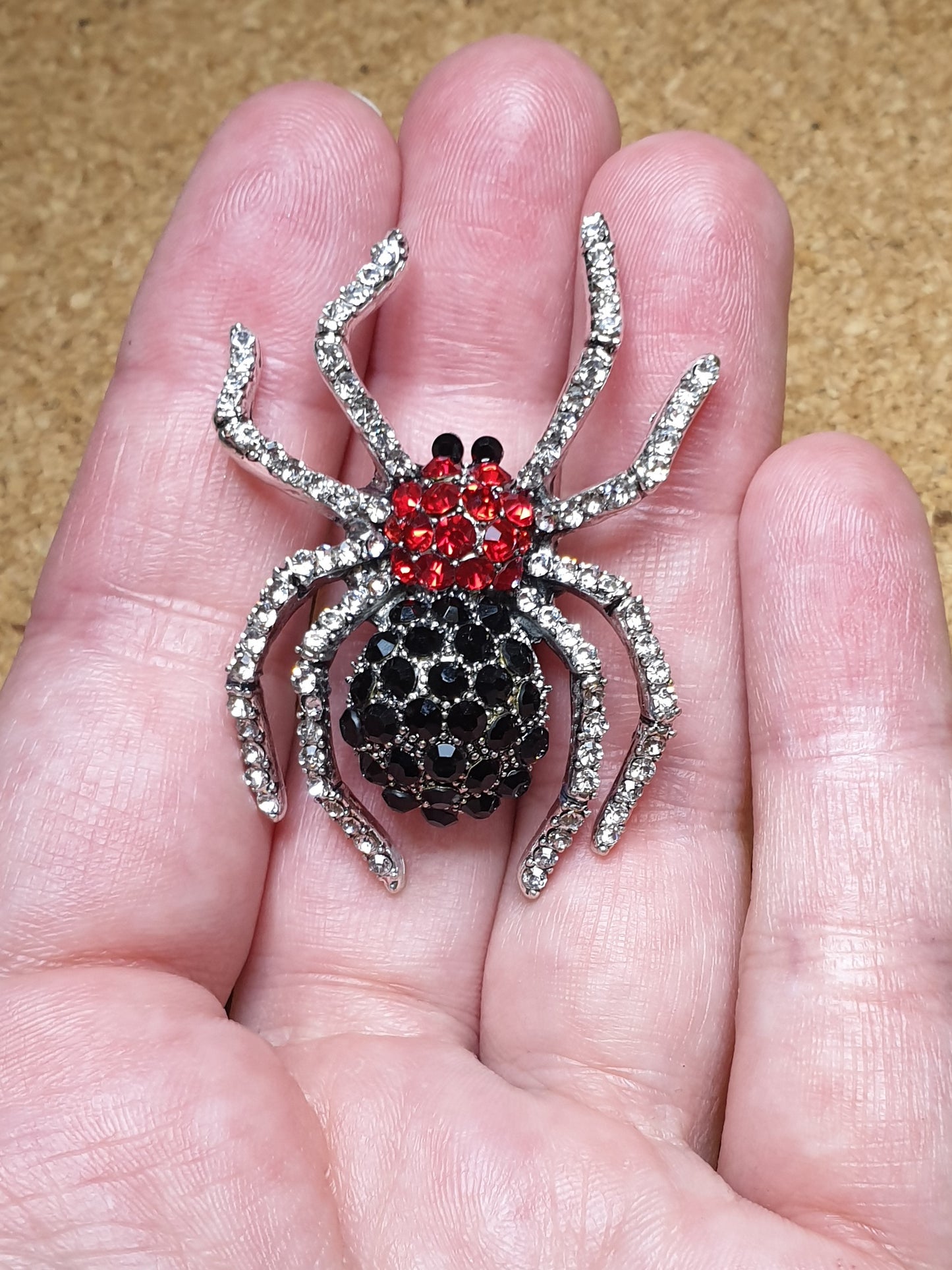 Spider Brooch - Black & Red