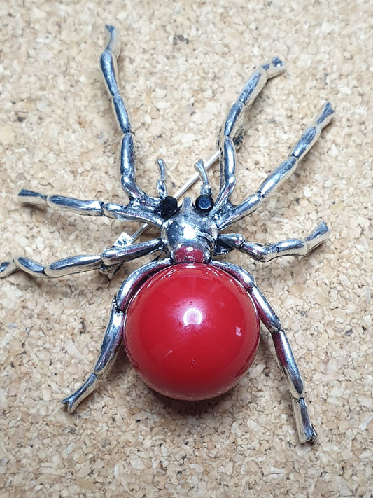 Spider Brooch - Red