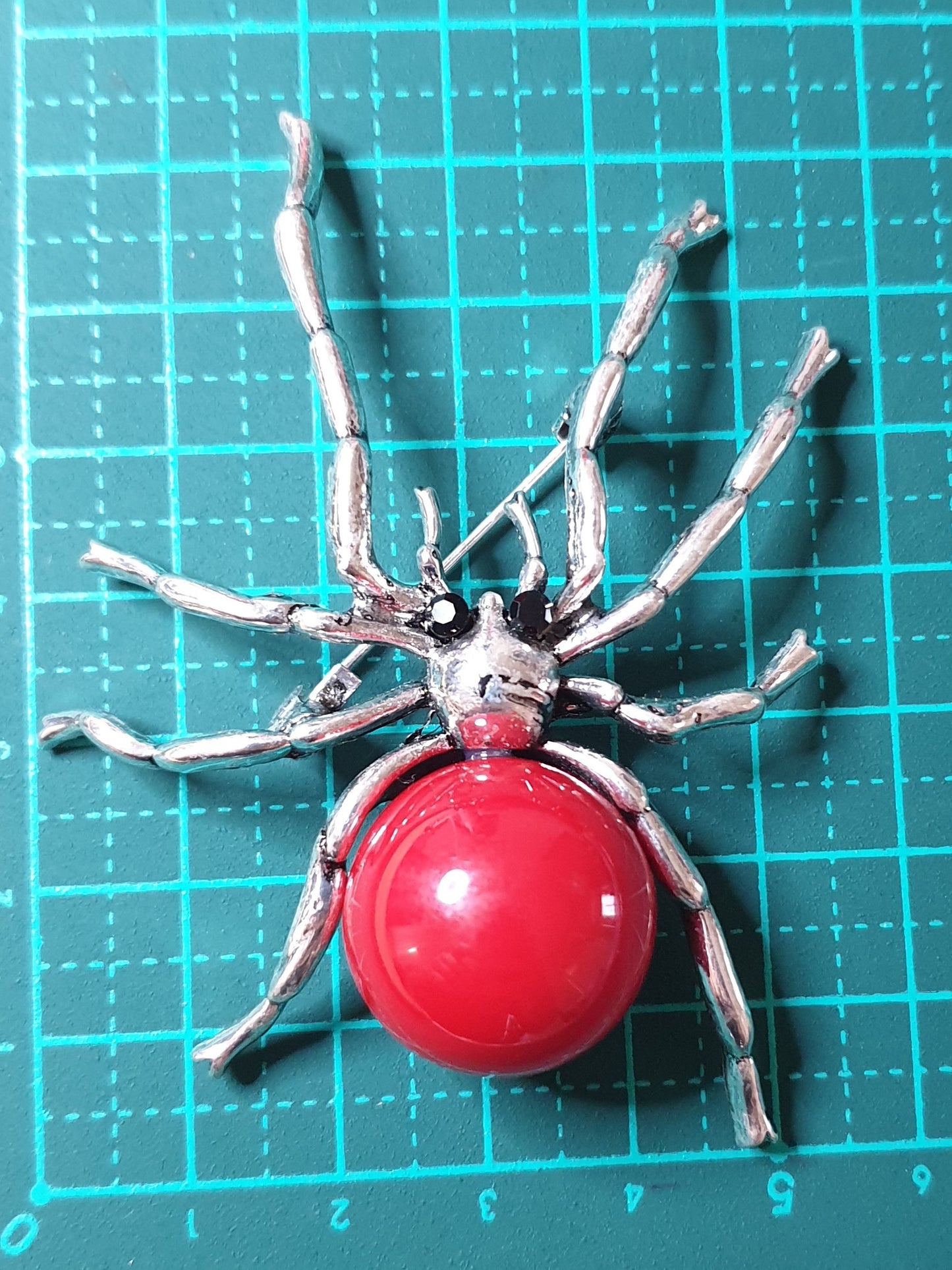 Spider Brooch - Red