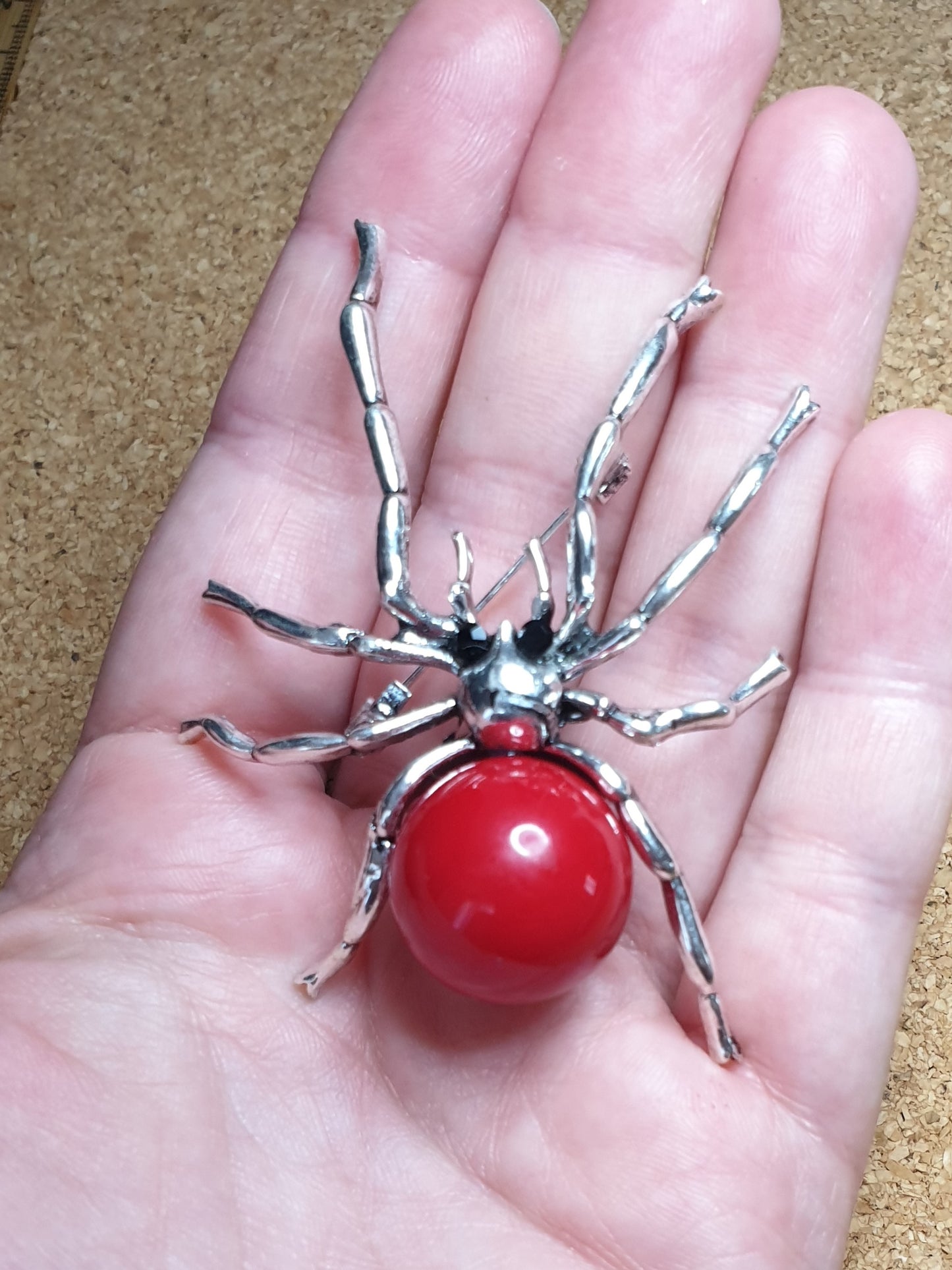 Spider Brooch - Red