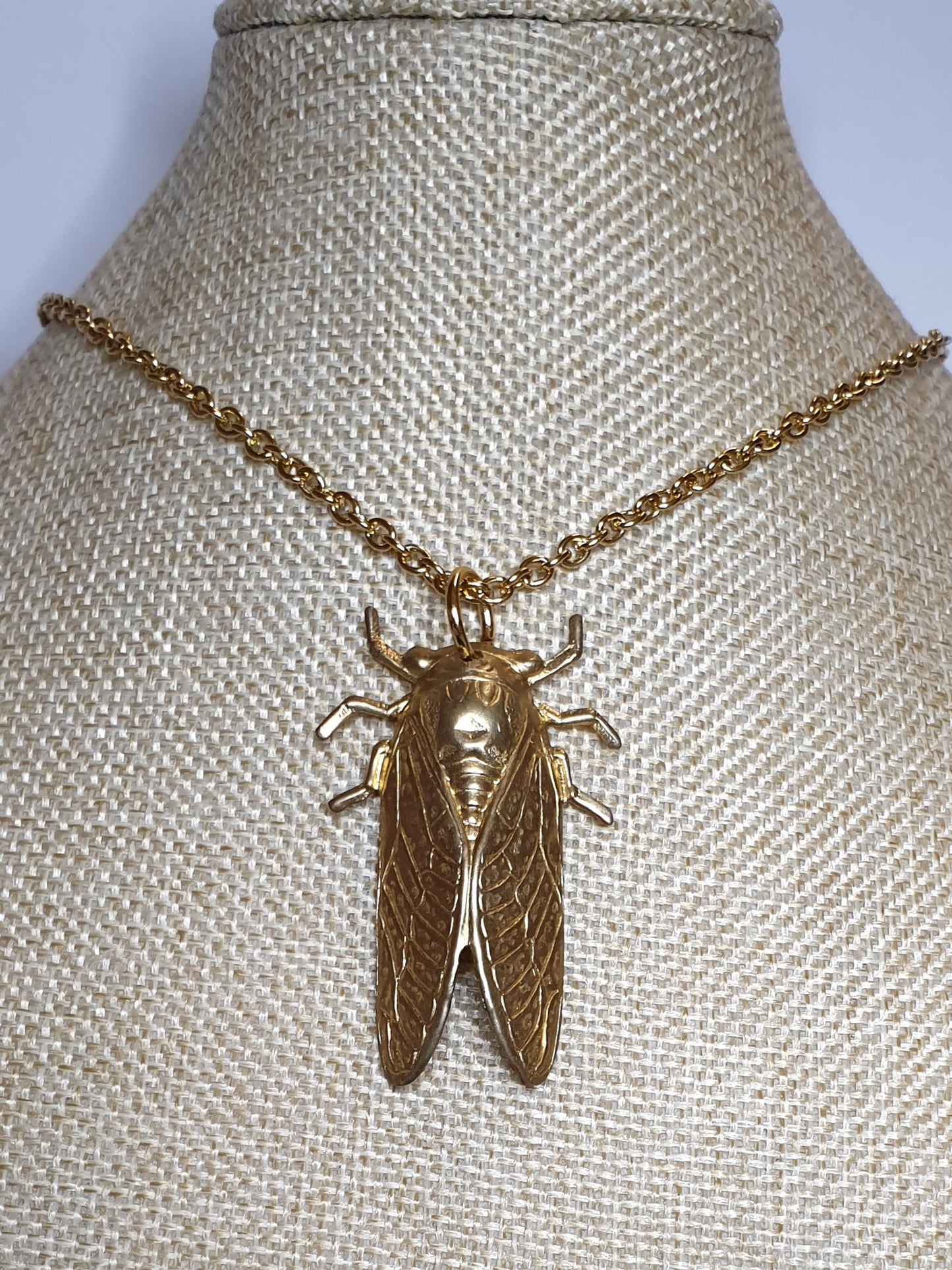 Cicada necklace - Brass & Stainless Steel