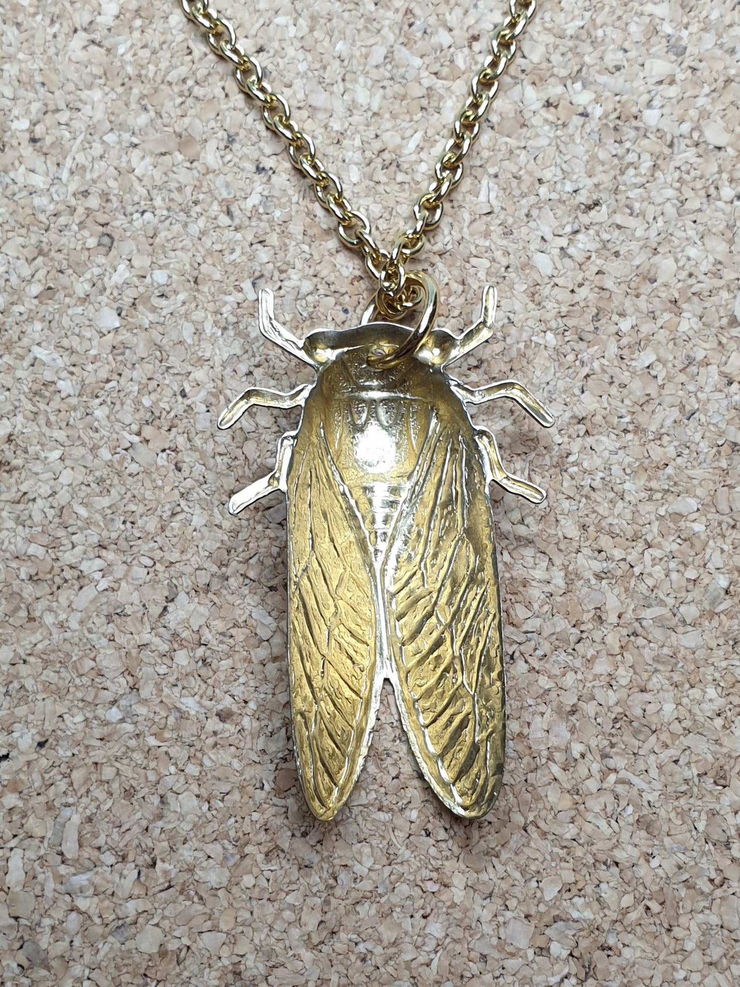 Cicada necklace - Brass & Stainless Steel