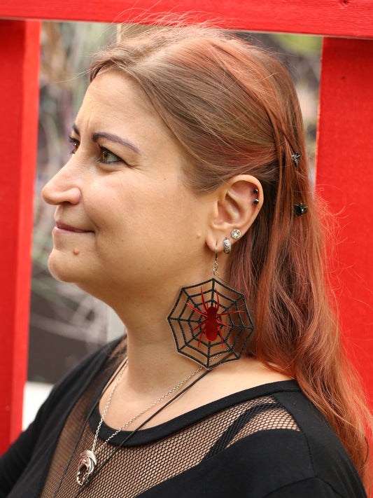 Spiderweb large acrylic earrings