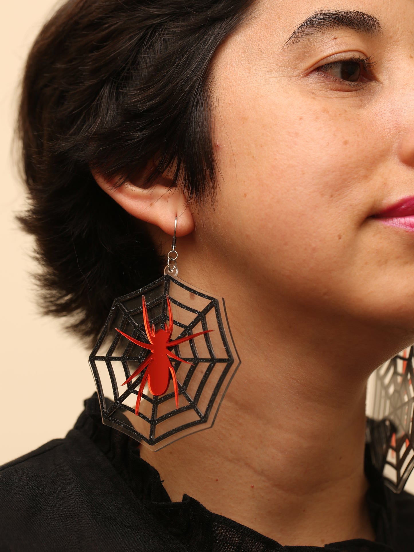 Spiderweb large acrylic earrings