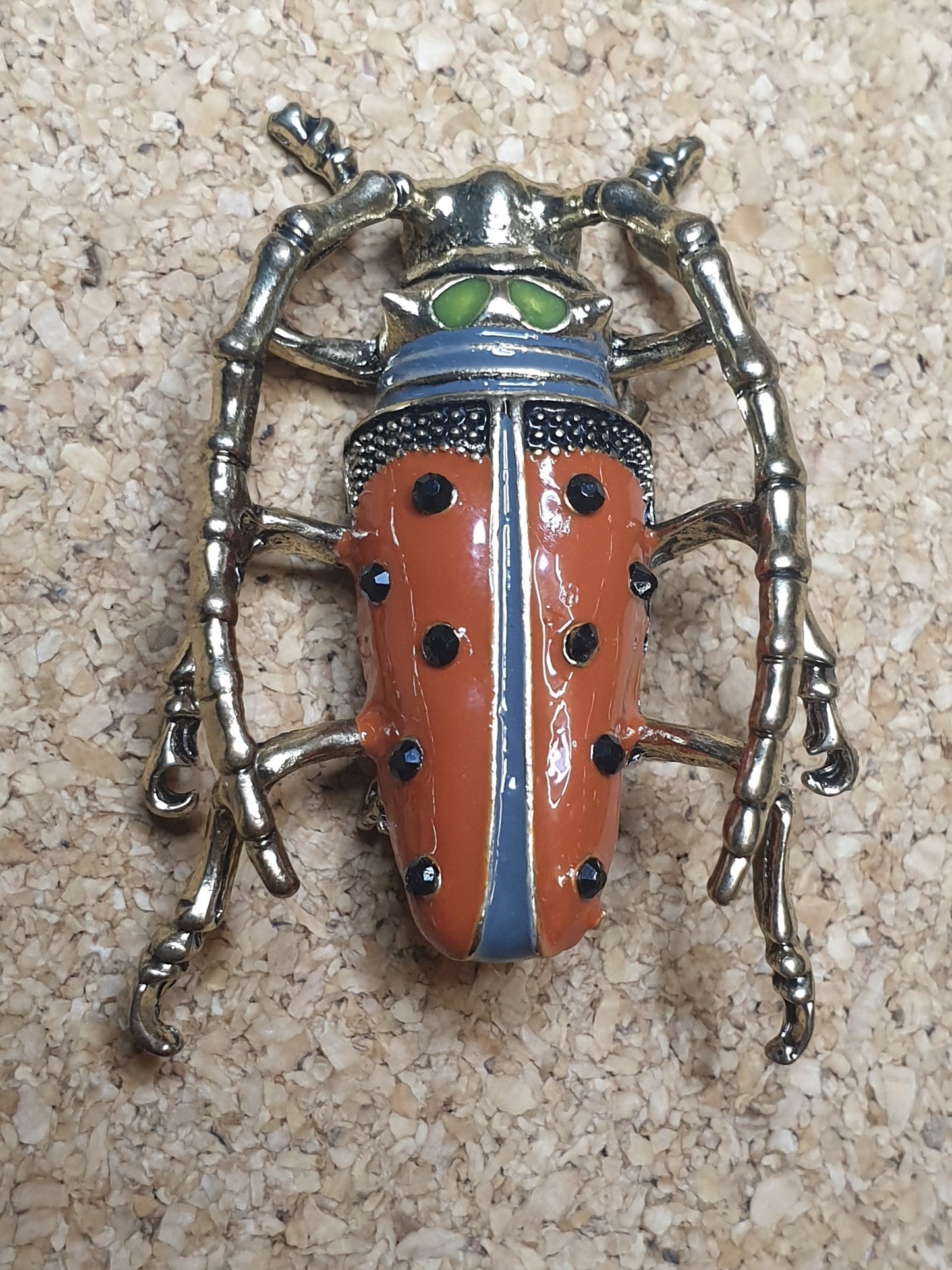 Longhorn Beetle Brooch - Light Orange