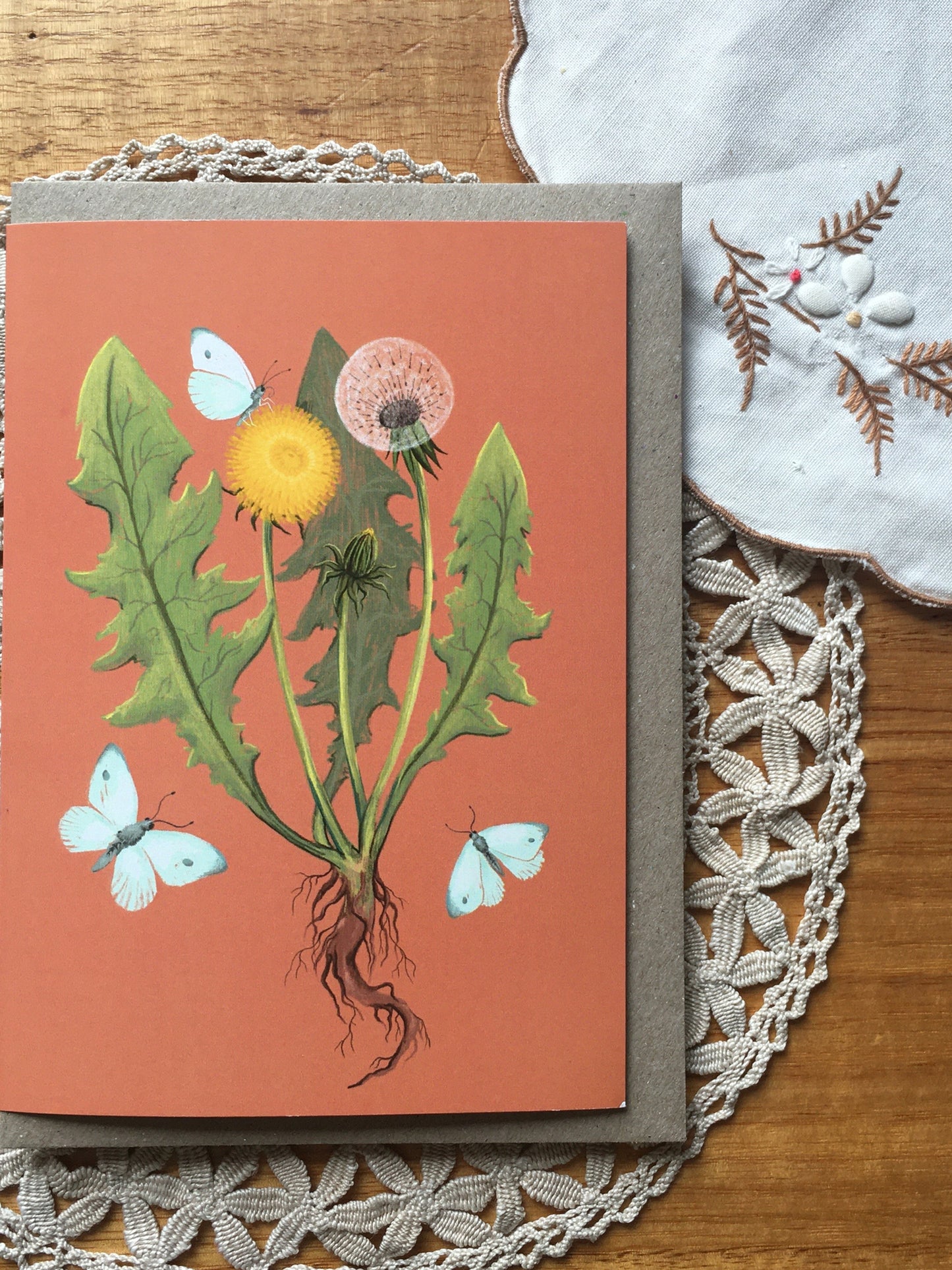 Dandelion and Cabbage Moths Greeting Card
